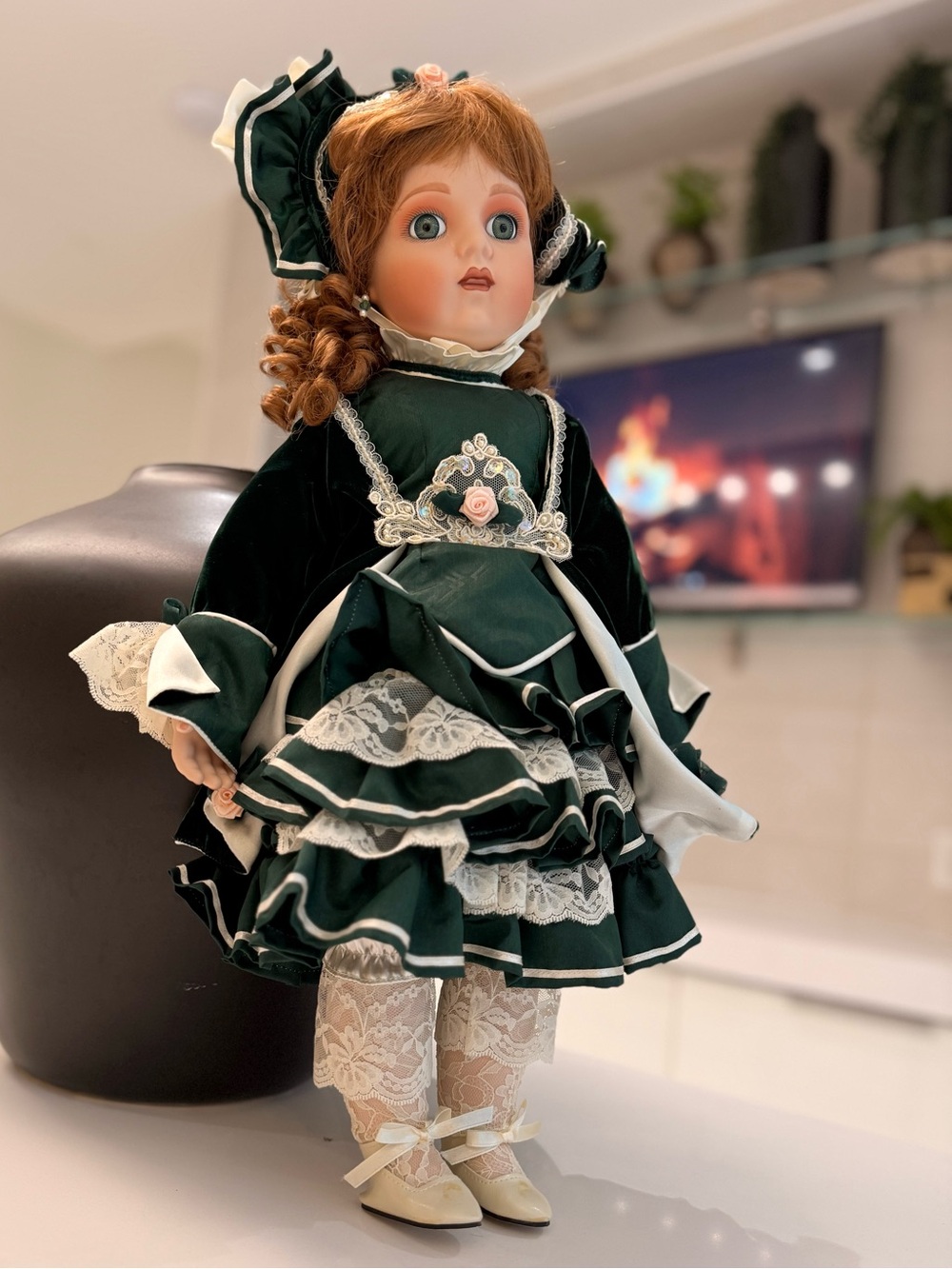 Rare Franklin Heirloom Mint 22” Antique Le Bebe Bru Reproduction Doll VTG